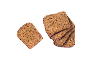 Slice of a whole wheat bread isolated on a white background