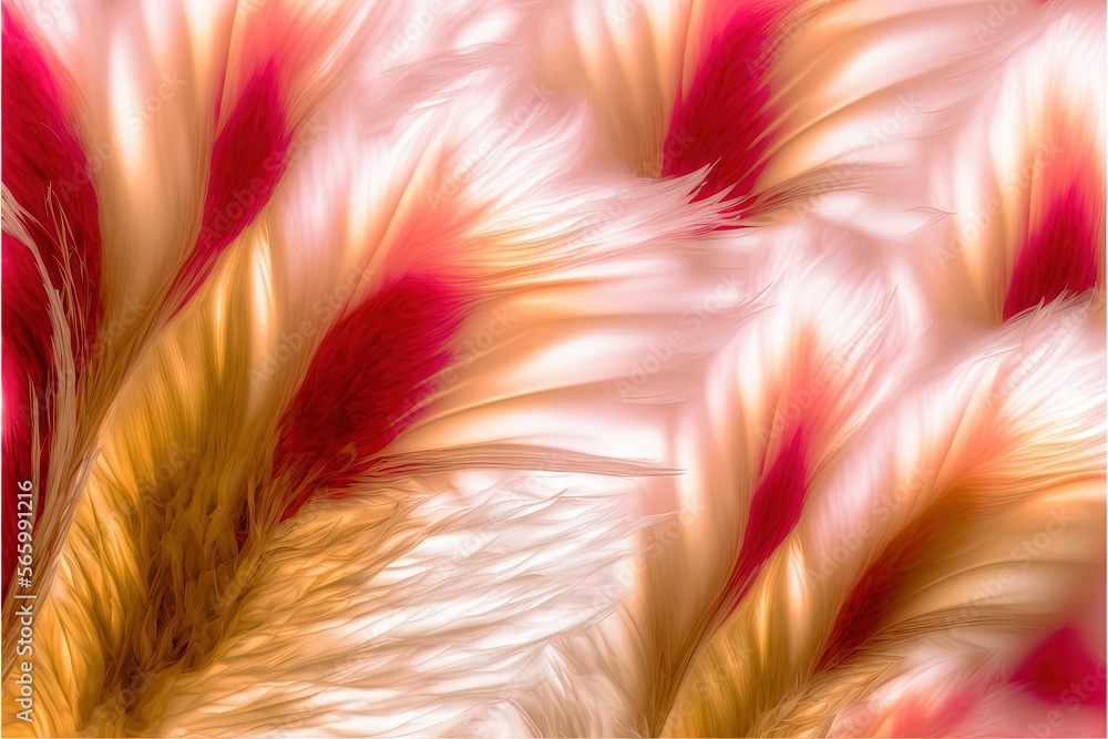 Poster a close up of a red and white pattern with a blurry effect to it's center and bottom part of the ima