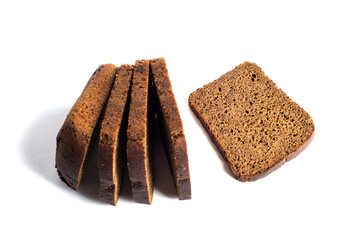 Rye bread slices isolated on white background