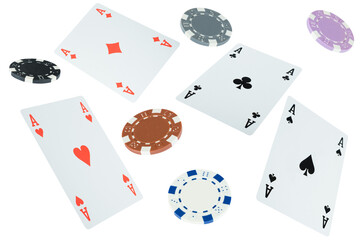 Poker playing cards. gambling and betting concept