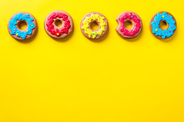 gingerbread on a yellow background. High quality photo flatly place for text