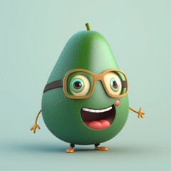 Cartoon character smiling avocado, generative ai