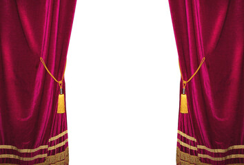 Red velvet cinema and theater curtains, concept of show