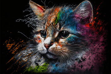 kot, abstrakcja, abstrakcyjny, malowany 2 © ArtPainting