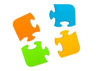 Pieces of puzzle. concept teamwork, partnership, integration