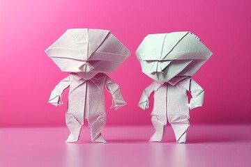 persons origami technique, paper, generated with artificial intelligence