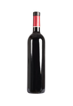 Image of glass red wine bottle without label