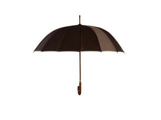 Brown open umbrella. concept of help and insurance