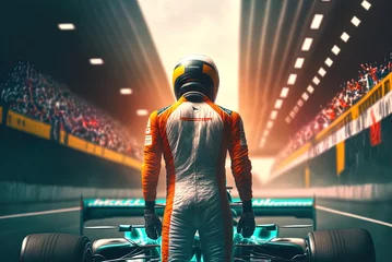 Papier Peint photo Lavable F1 An F1 driver waits for the race to begin in this conceptualization of generative ai Generative AI