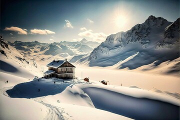 Ski resort in winter - generative ai