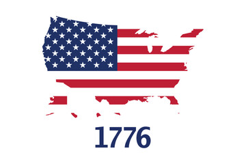 1776 American Flag Map Design
