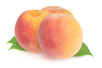 Peaches on an isolated white background.