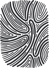 Fingerprint identification. Vector abstract biometric human unique thumb lines imprint. Sketch illustration 