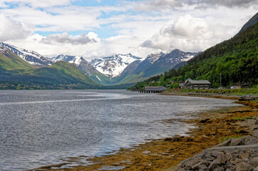 Naklejka na ściany i meble Beautiful norwegian fjord landscape - Andalsnes