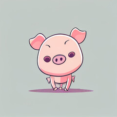 Cartoon funny pig. Joyful pig..
