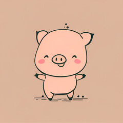 Obraz na płótnie Canvas Cartoon funny pig. Joyful pig..