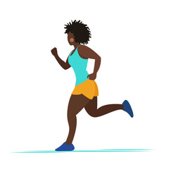 Fototapeta na wymiar An African-American woman is running. Running. Sport. 