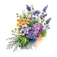 bouquet of spring flowers watercolor Flowers watercolor illustration. Manual composition. Spring. Summer.