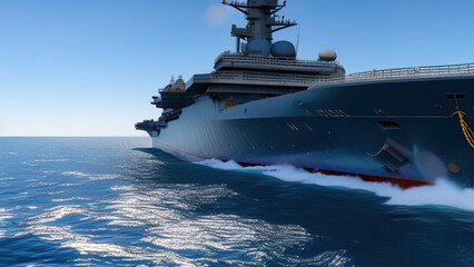 aircraft carrier in the ocean, naval battle, war, Generative AI