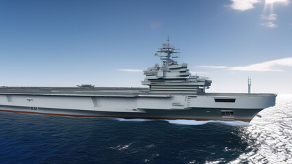 Obraz na płótnie Canvas aircraft carrier in the ocean, naval battle, war, Generative AI