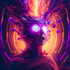 Personaje psychedelico 3D fantasía con IA generativa