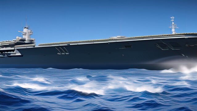 aircraft carrier in the ocean, naval battle, war, Generative AI