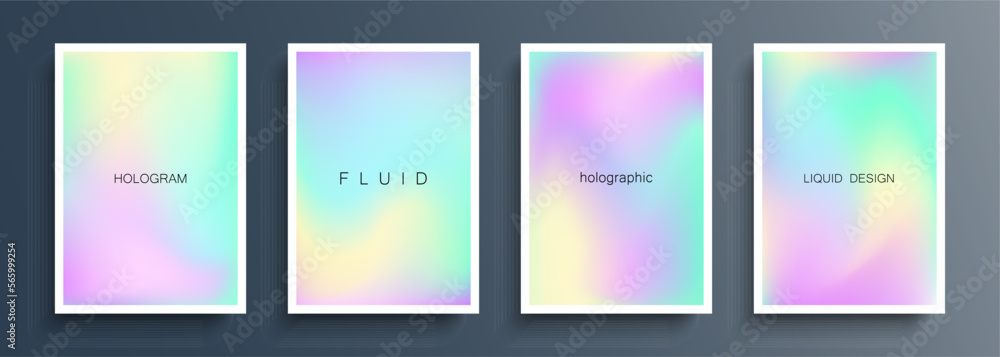 Aufkleber set of futuristic backgrounds with holographic effect. holographic templates with soft color gradien