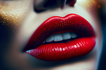 Extremely Realistic Close-Up of Glamorous Red Lips