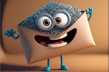 funny envelope cartoon character. Generative AI