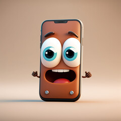 phone cartoon character. Generative AI