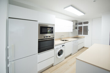 Fototapeta premium modern kitchen in a house equipped with all its appliances