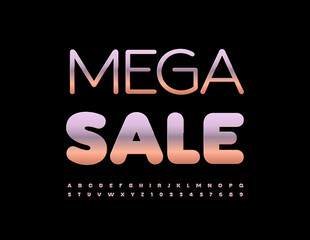 Vector business Poster Mega Sale. Trendy Golden Font. Artistic Alphabet Letters and Numbers set