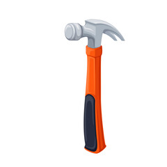 Hammer vector illustration. Cartoon isolated tool of construction worker to hit nails, carpenters hardware with steel claw and mallet, orange handle for hand, hammer from toolbox of handyman