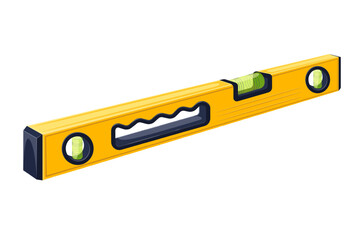 Spirit bubble level vector illustration. Cartoon isolated construction tool and level ruler of carpenter and builder to measure balance and horizontal line on house surface, instrument for alignment