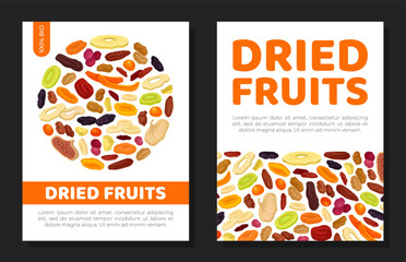 Dried Fruits Banner Design with Healthy Sweet Snack Vector Template