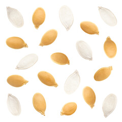 Pumpkin seeds on a transparent background. isolated object. Element for design