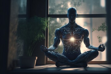Human body meditating.