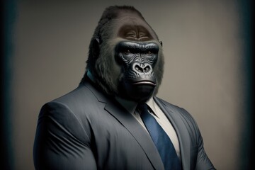Portrait of a gorilla in a business suit