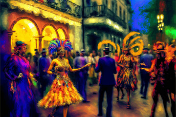 Obraz na płótnie Canvas Create Stunning Mardi Gras Carnival Impressionism Style Backgrounds