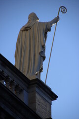Statue on the top of a church in Copenhagen, Denmark