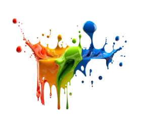 Keuken spatwand met foto Rainbow splash wave. Colorful paint splash. Isolated design element on the transparent background.  Generative AI. © KsanaGraphica