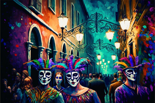 Impressionist Style Mardi Gras Carnival Backgrounds for Your Projects