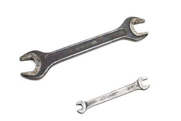 An old wrench isolated on white background