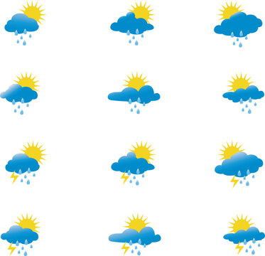 Weather forecast icons vector image.