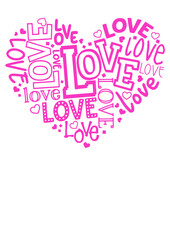 Pink heart. Love clipart. Text. Valentine's day design. Isolated on transparent background.