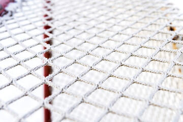 hockey goal net. hockey net close-up. photo with shallow depth of field.