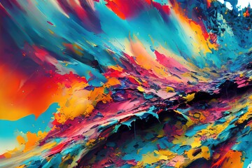 Abstract colorful background with swirls and splashes.