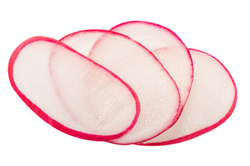 Radish slices, a finely cut Raphanus raphanistrum root, isolated png