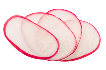 Radish slices, a finely cut Raphanus raphanistrum root, isolated png