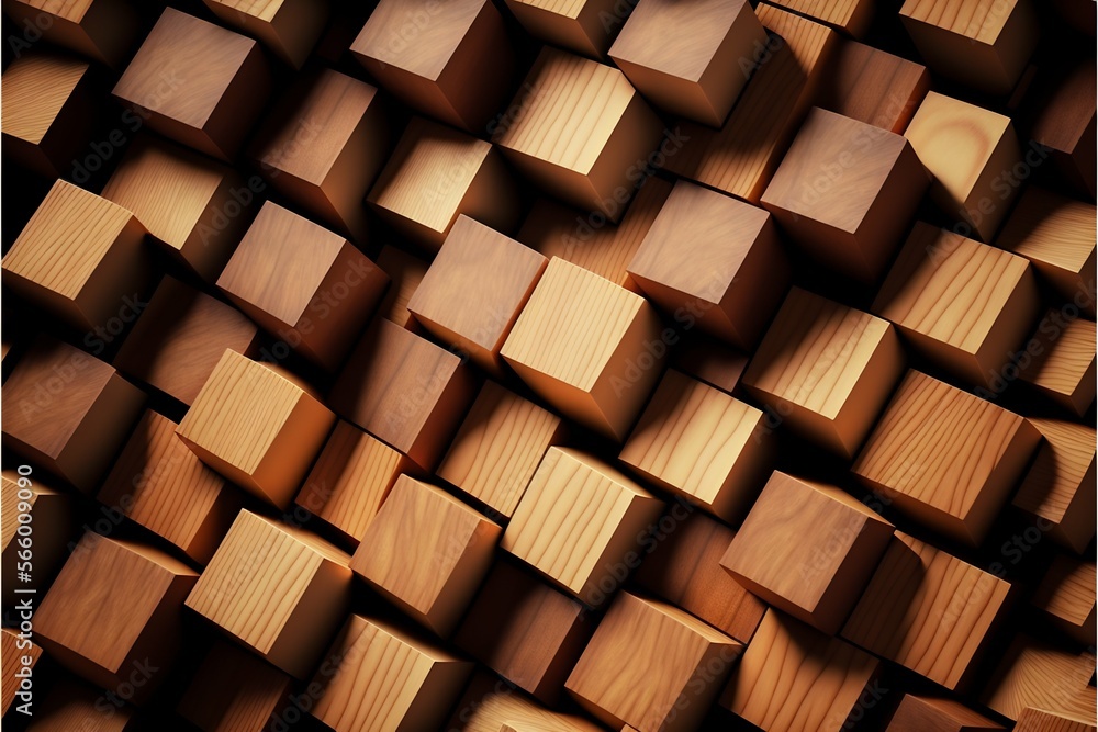 Poster wooden cube blocks pattern background. generative ai